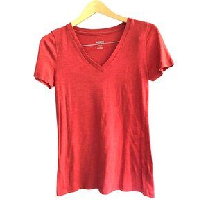 MOSSIMO- WOMENS RED SHORT SLEEVE V-NECK BASIC T-SHIRT SIZE SMALL